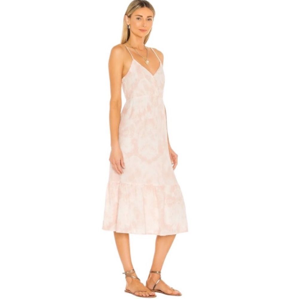 Revolve RAILS Delilah Linen Midi Dress in Peach Pink Tie Dye Size Medium